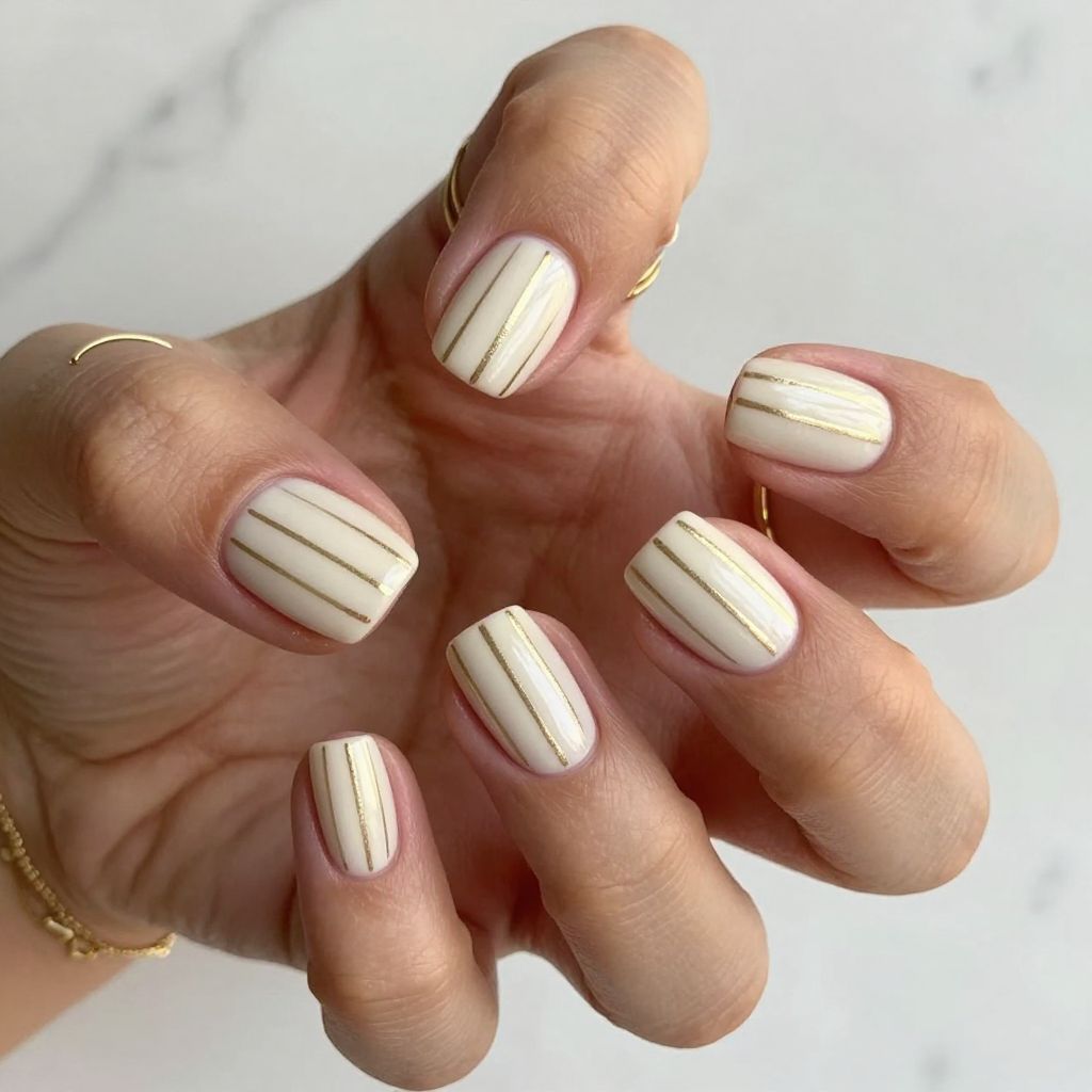Ivory and Gold Striped Minimalist Design