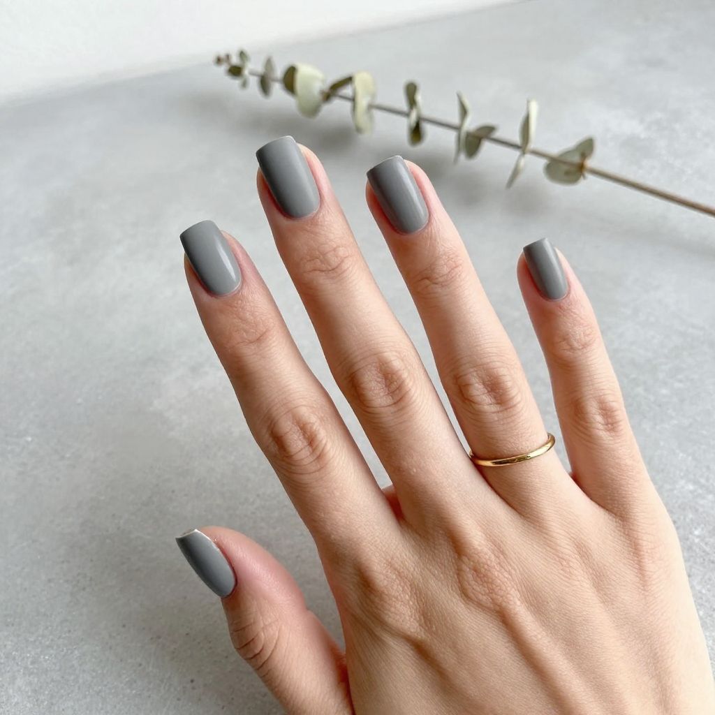 Stone Gray Square Nails