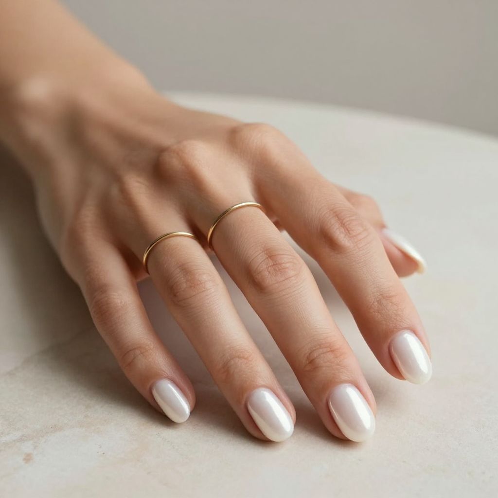 Ultra Minimalist Pearl White Nails