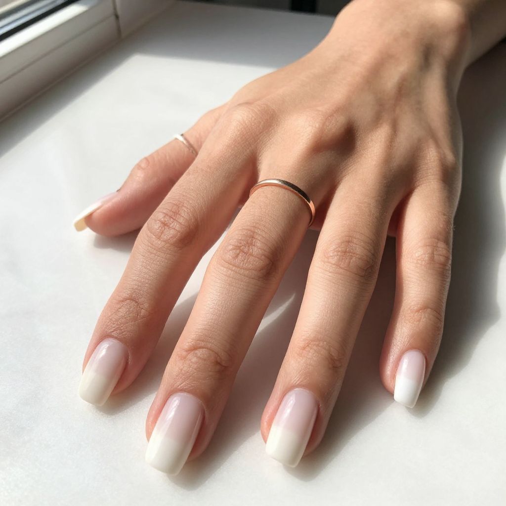 Minimalist White Ombre Nails
