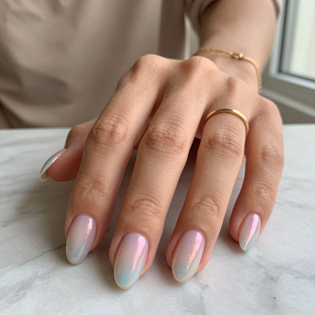 Ombre Clear To Iridescent Tips