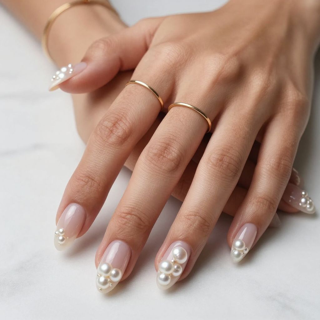 Pearl Encapsulated Clear Nails