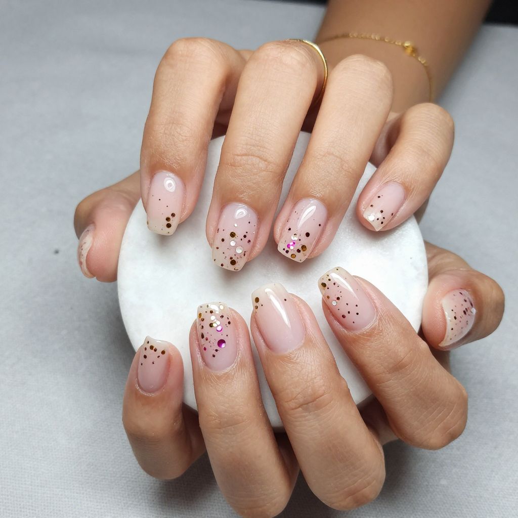 Confetti Clear Swirl Nails