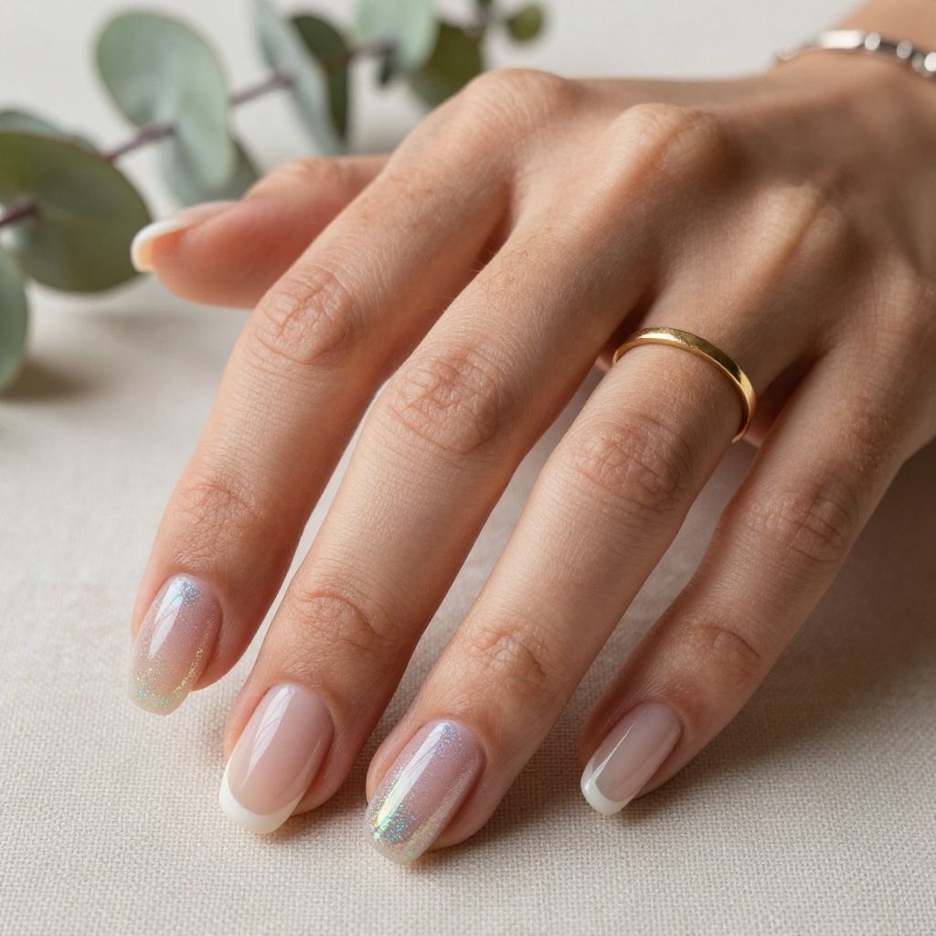 Holographic Clear Dust Accent Nails