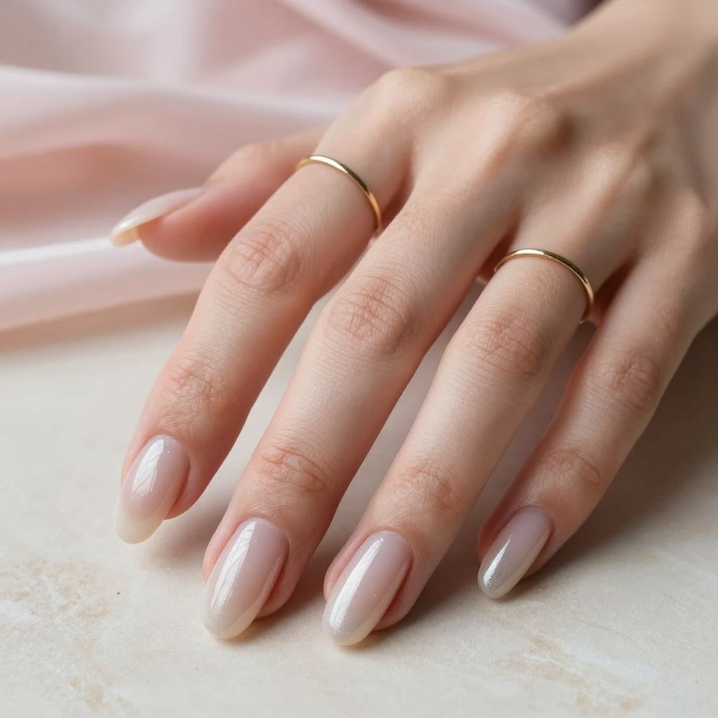 Milky Nude Coffin Acrylic Nails