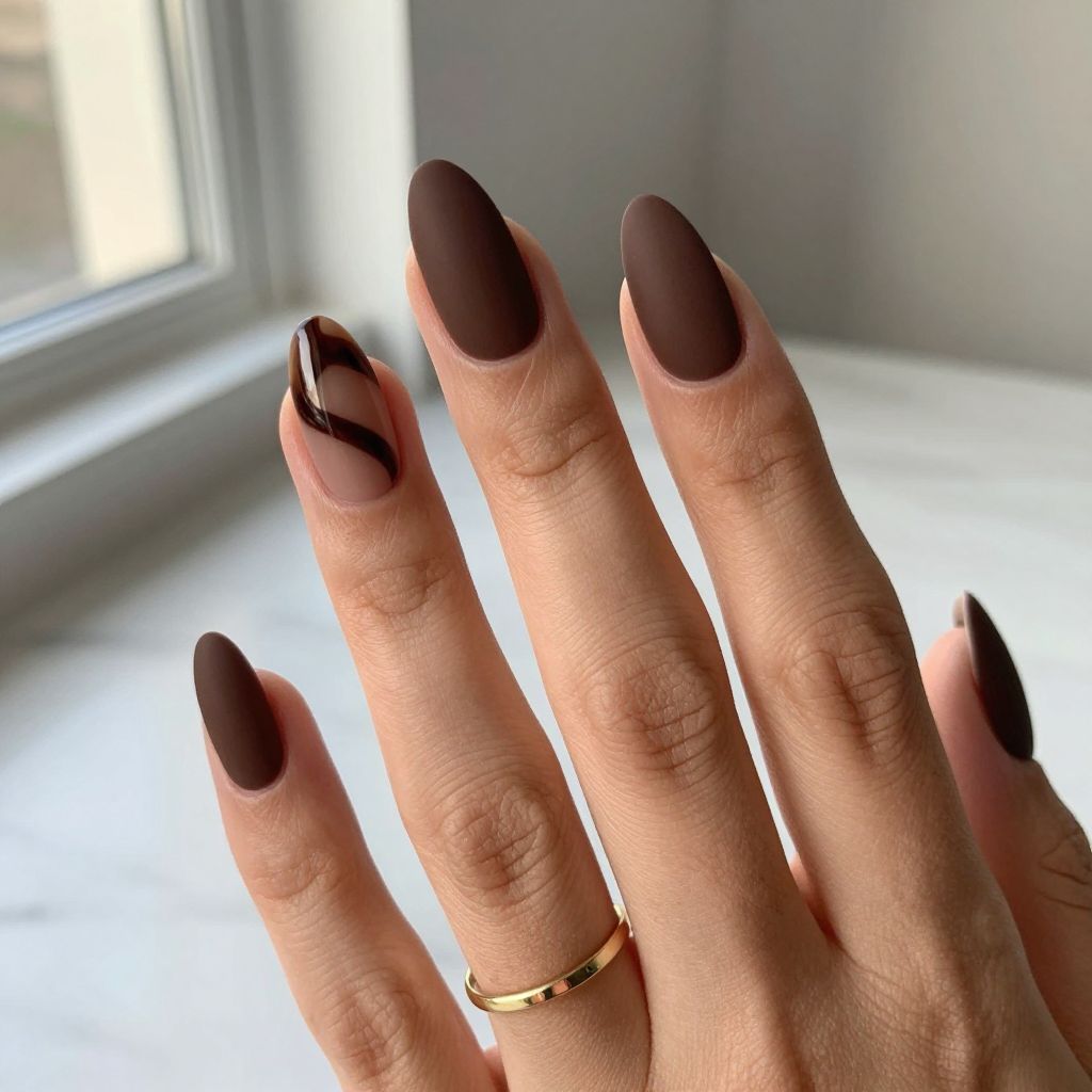 Matte Chocolate Coffin Nails