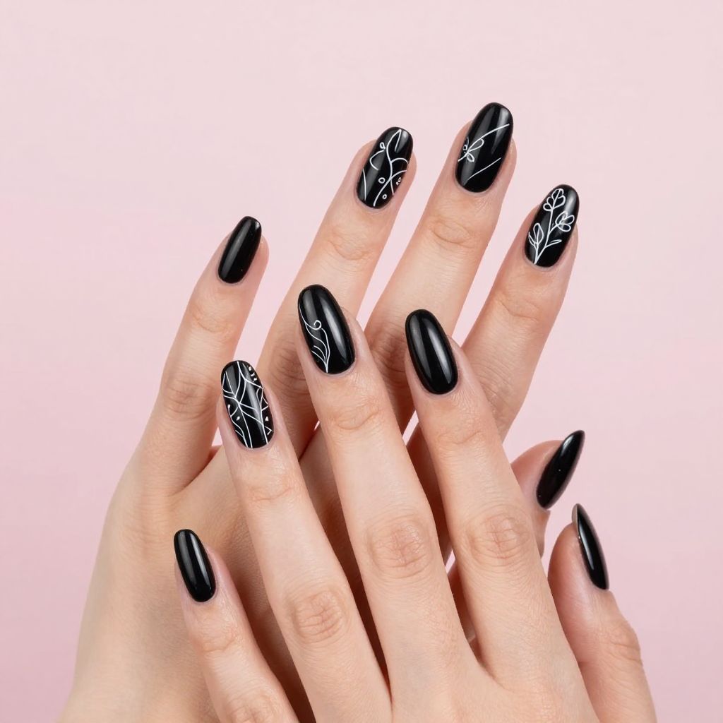 Black coffin nails idea 10