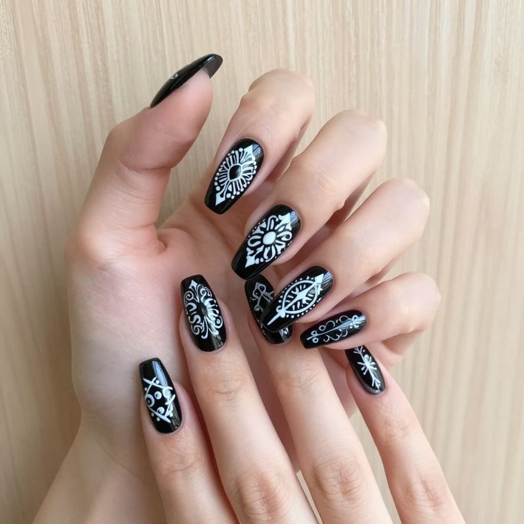 Black coffin nails idea 11