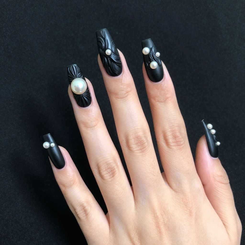 Black coffin nails idea 14
