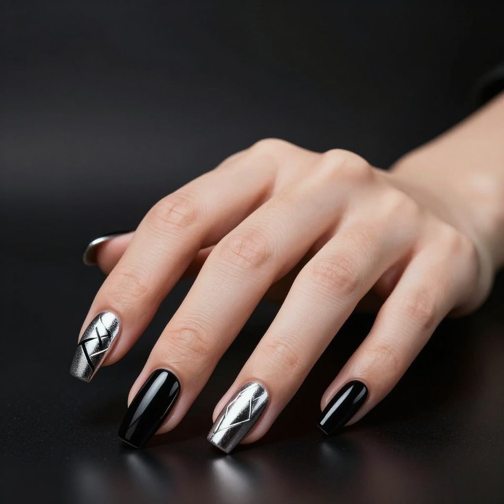 Black coffin nails idea 9