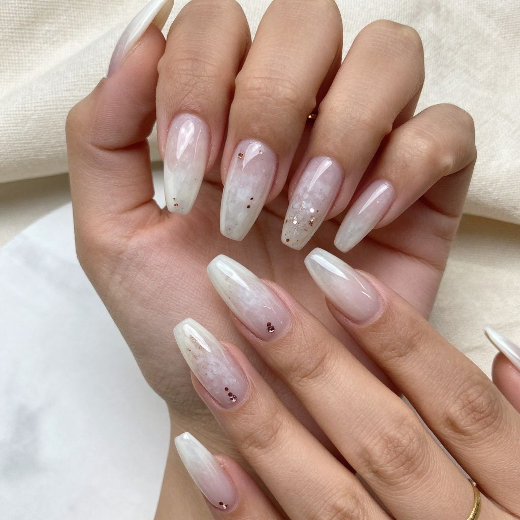 Milky Quartz Coffin Nails