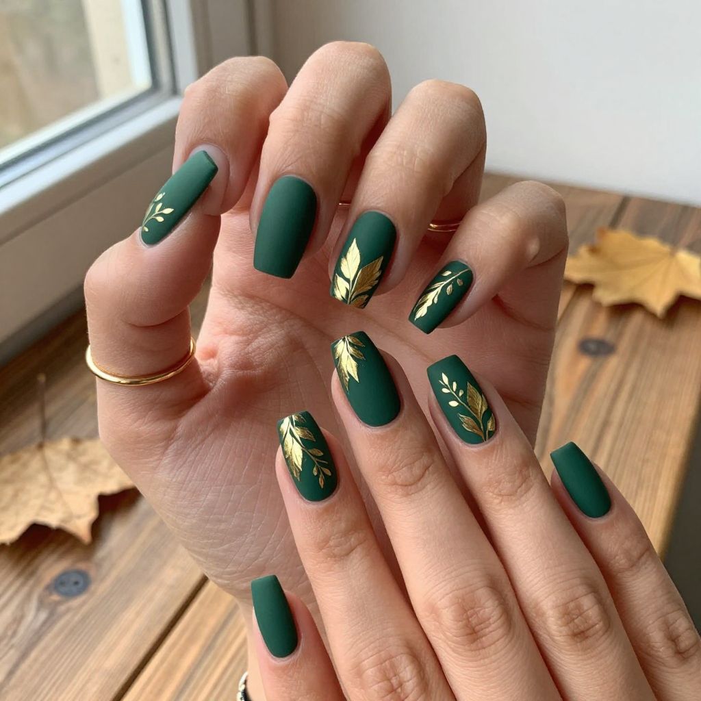 Forest Green with Leaf Details