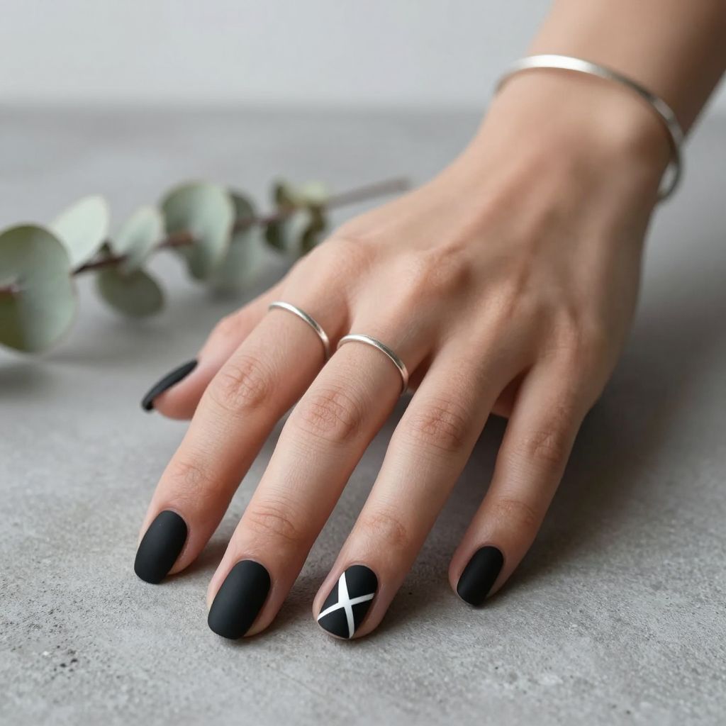 Matte Black with White Negative Space Designs