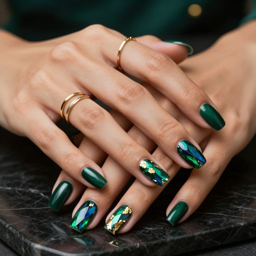 Emerald glass shard coffin nails