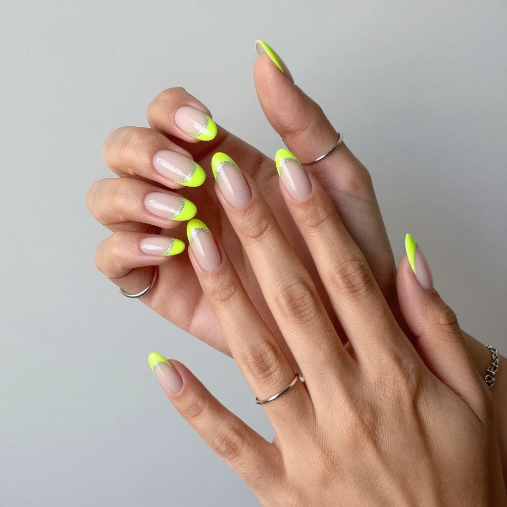 Neon French coffin nails