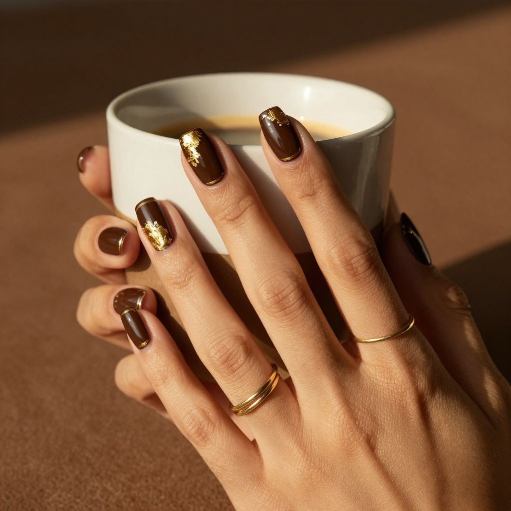 Chocolate gold foil coffin nails