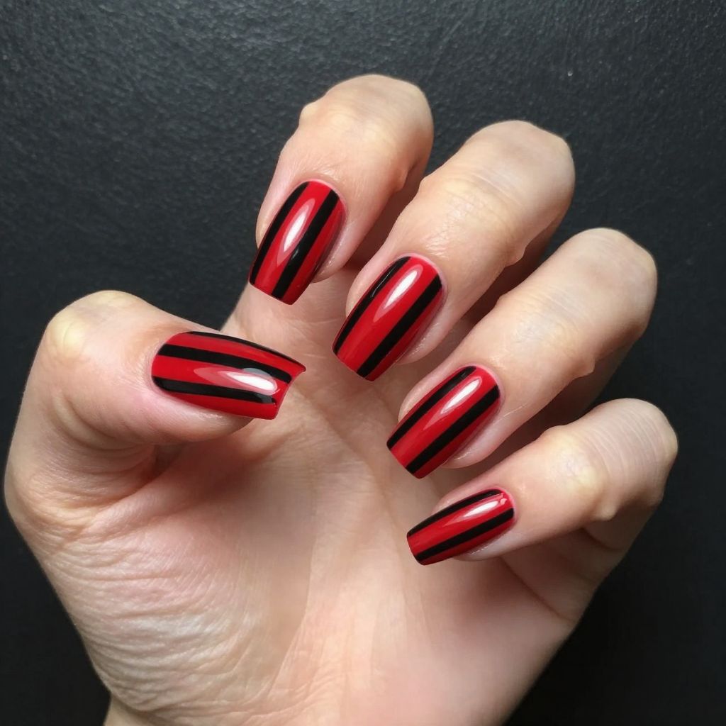 Coffin Red Nail Designs nail idea 10