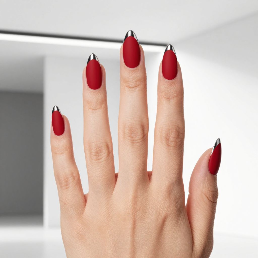 Coffin Red Nail Designs nail idea 6