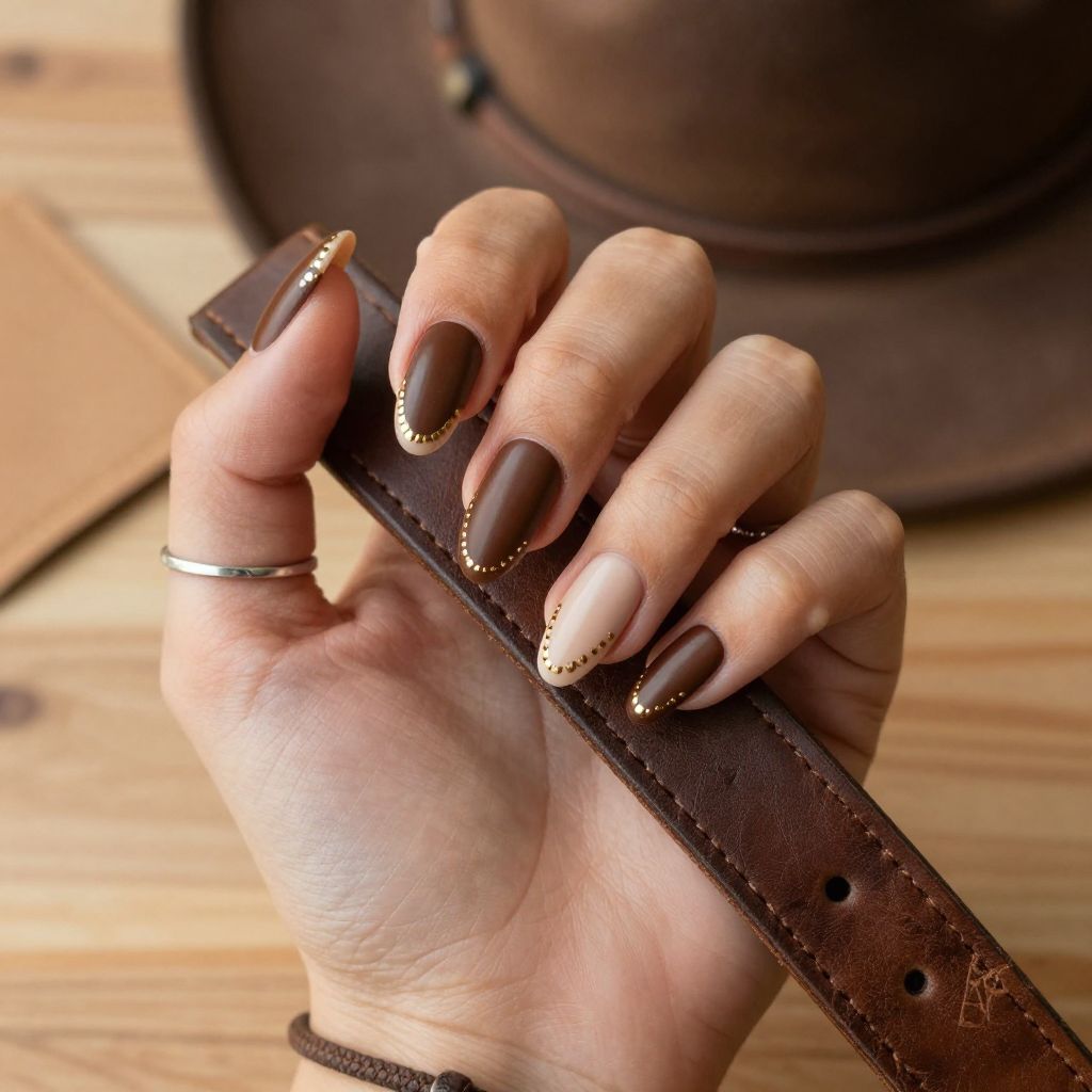 Leather Texture Western Boots Nails