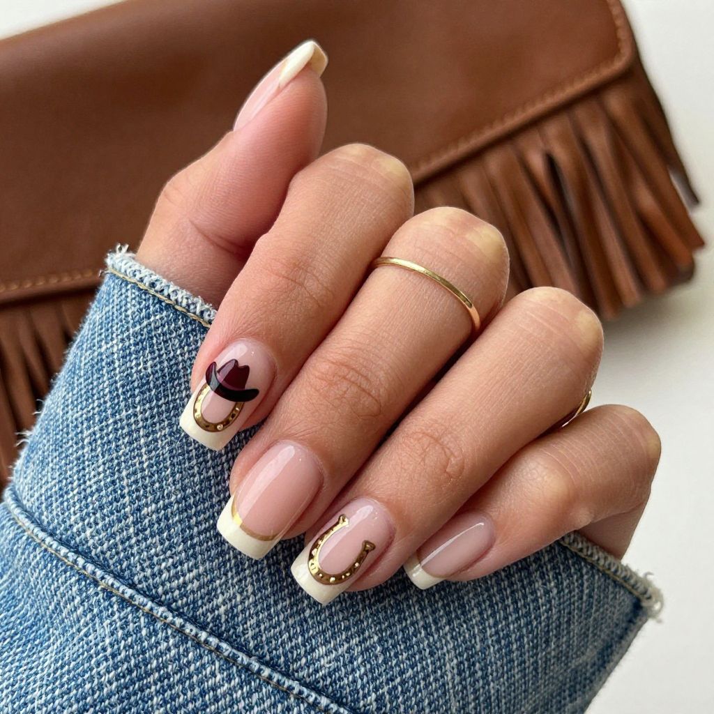 Cowboy Hat and Horseshoe Accent Nails