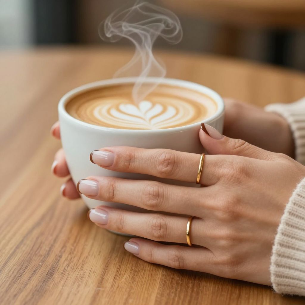 Espresso brown French tip acrylic nails