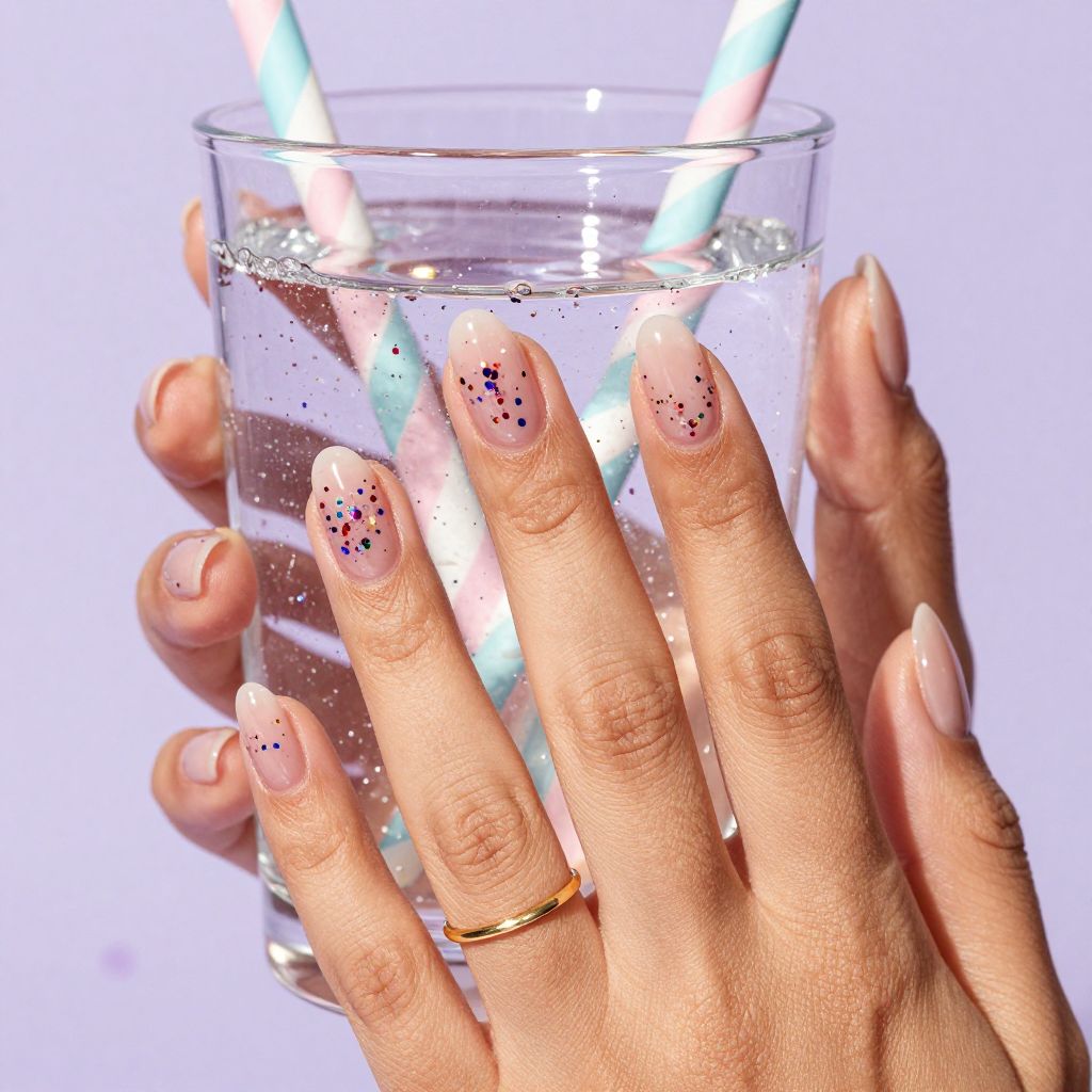 Grape jelly confetti almond nails