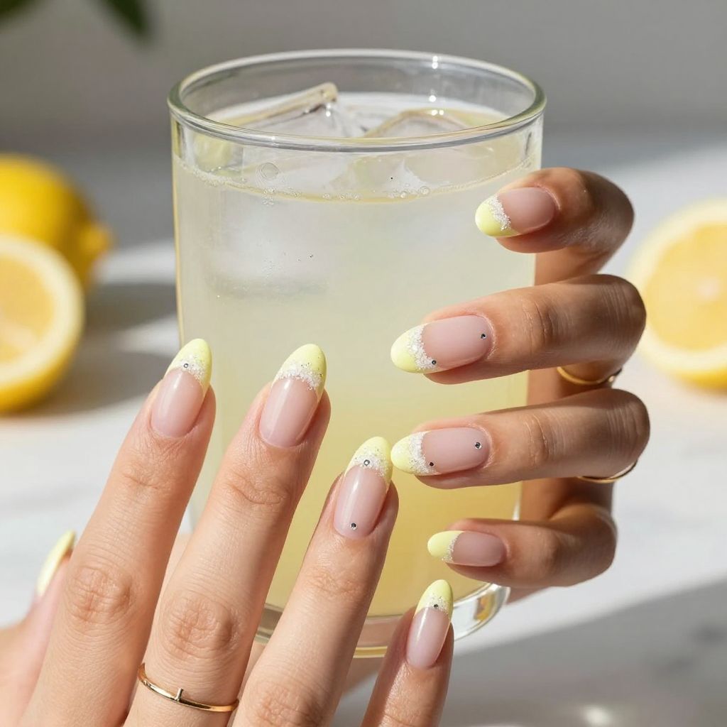 Lemonade sugar French almond nails