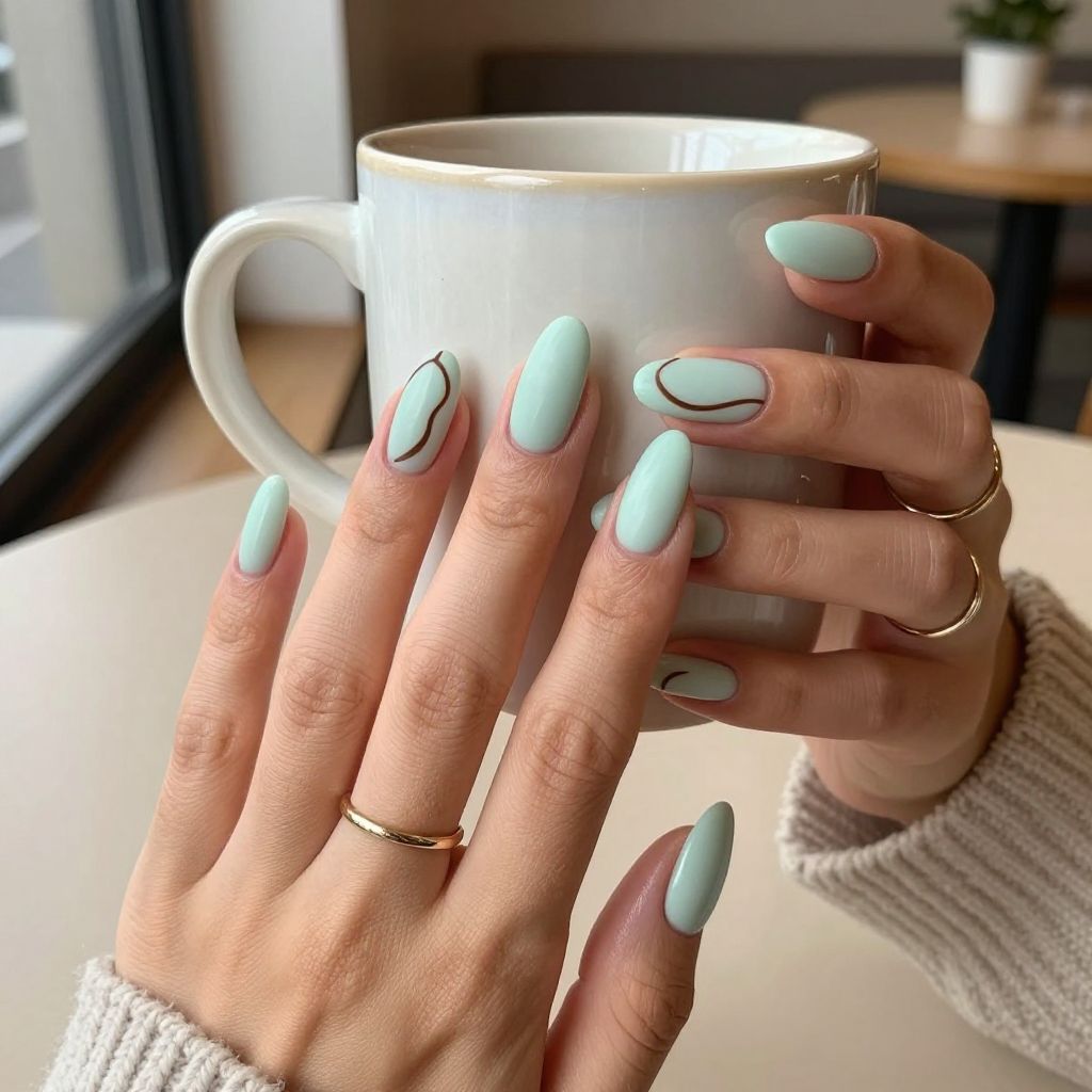 Mint chocolate swirl almond nails