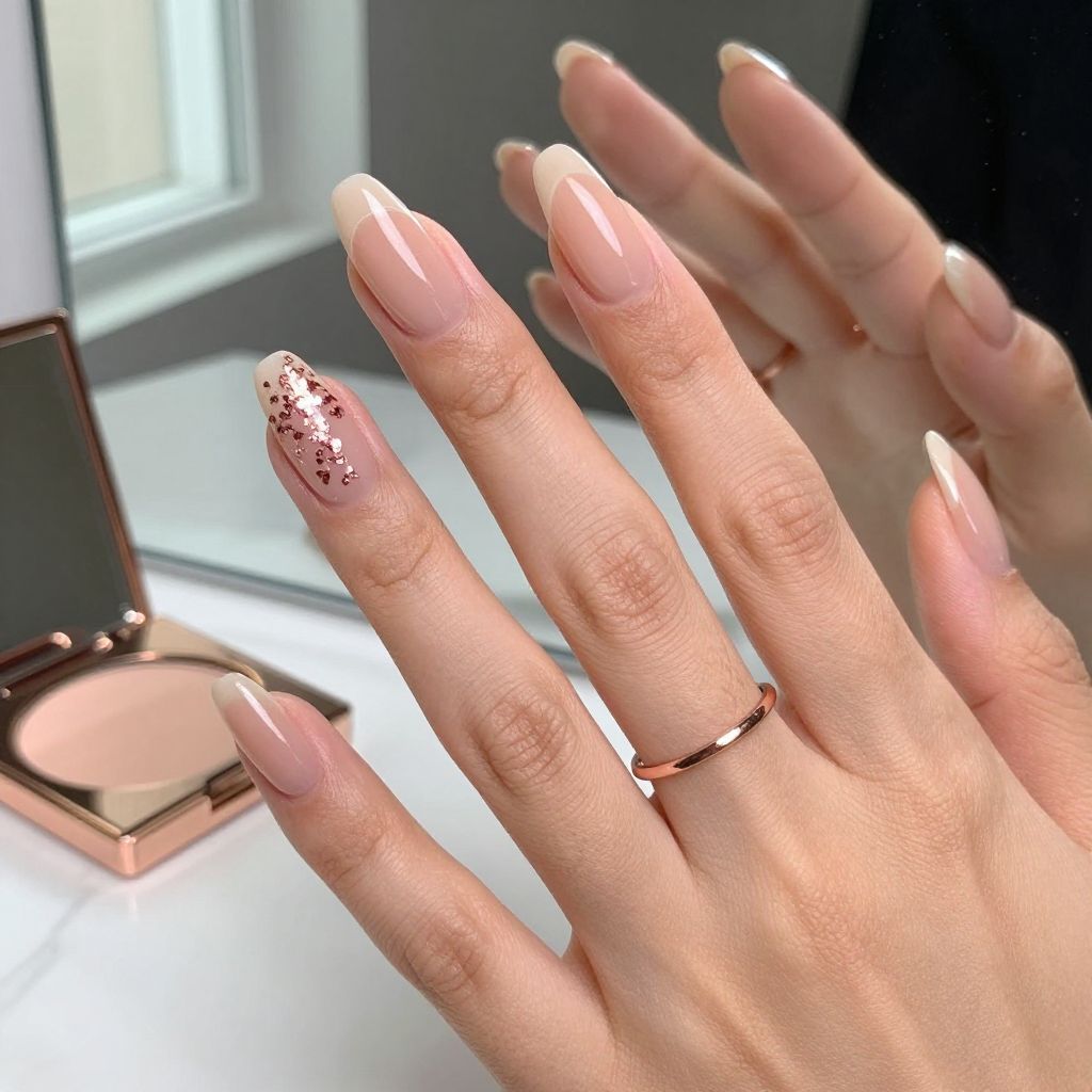 Rose gold foil almond nails