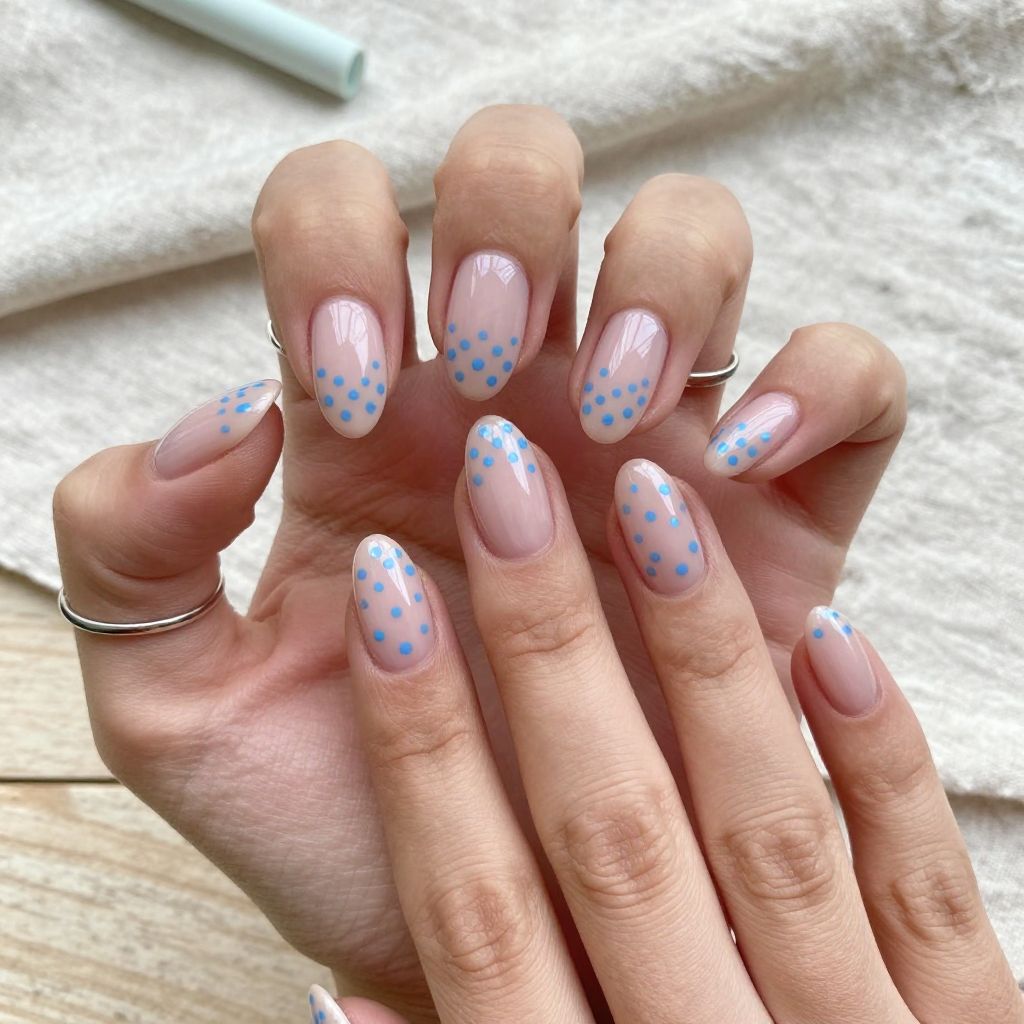 Baby Blue Dots On A Clear Base
