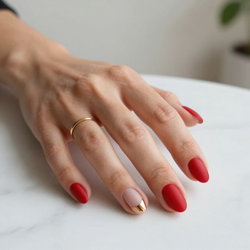 Classic Red With Tiny Nude Half Moons