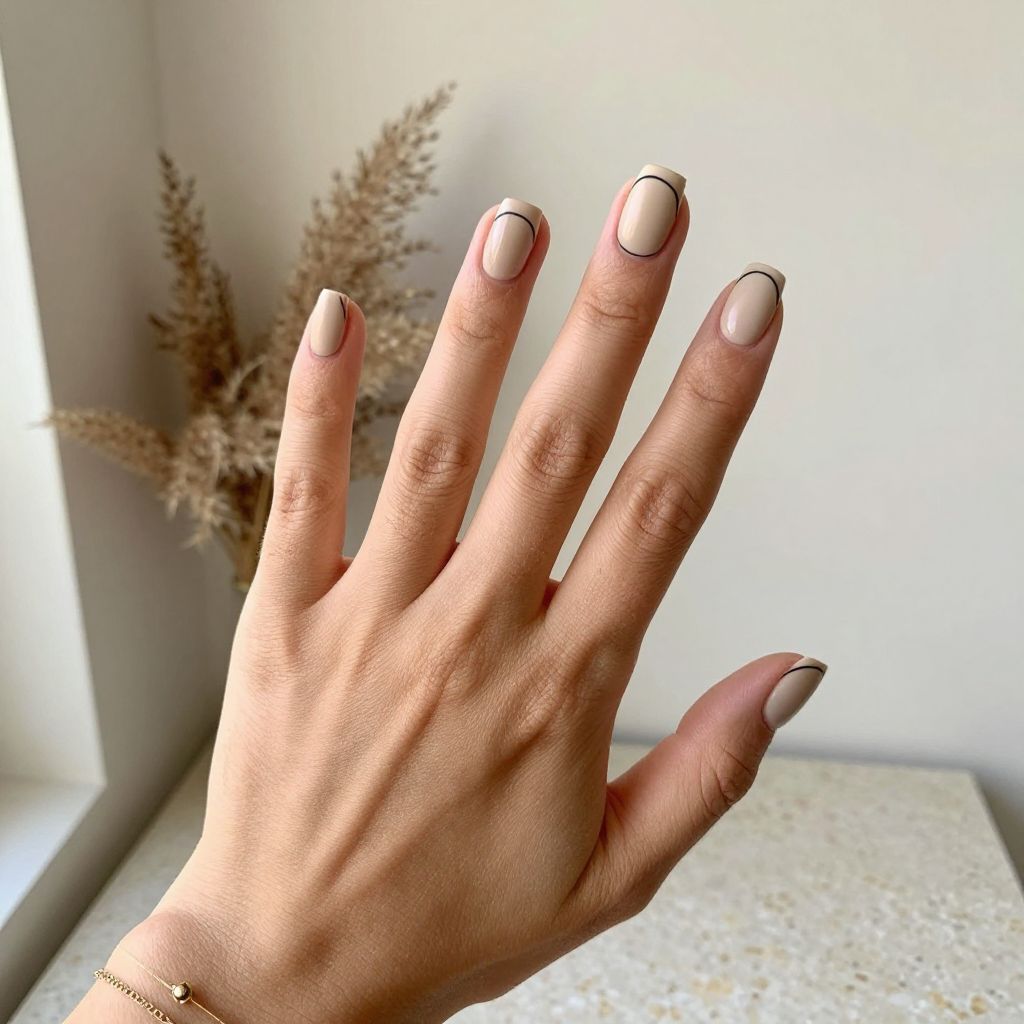 Warm Beige with Thin Black Outline