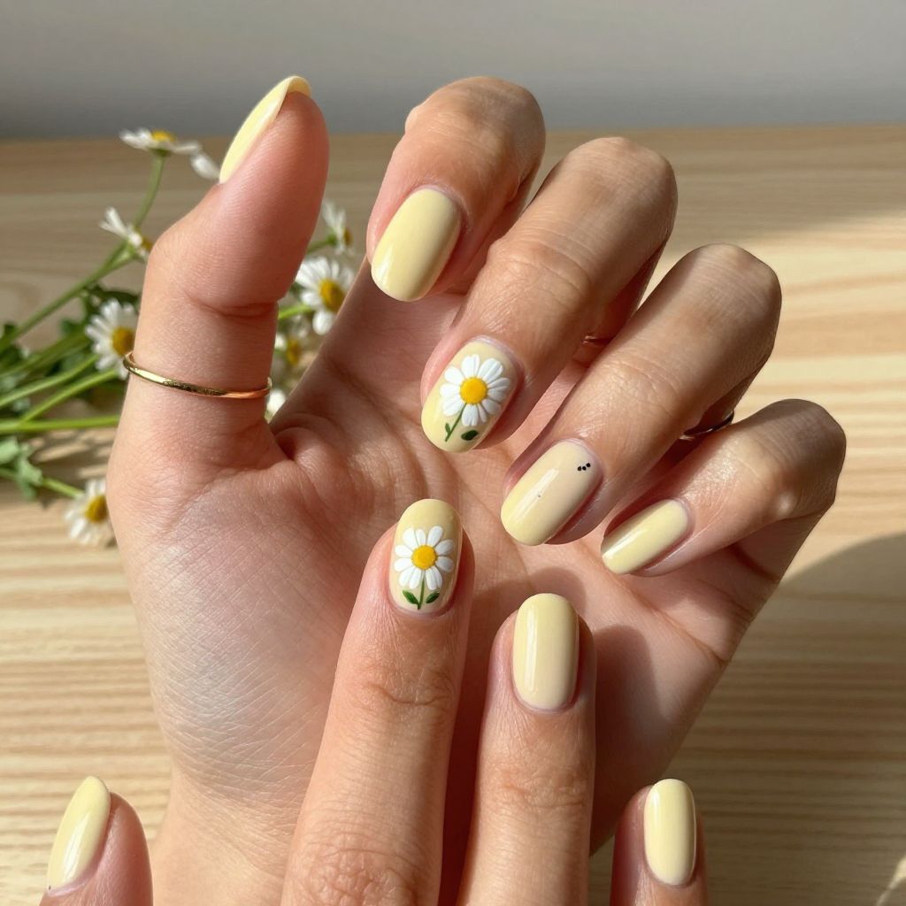 Soft Yellow with Tiny White Daisy