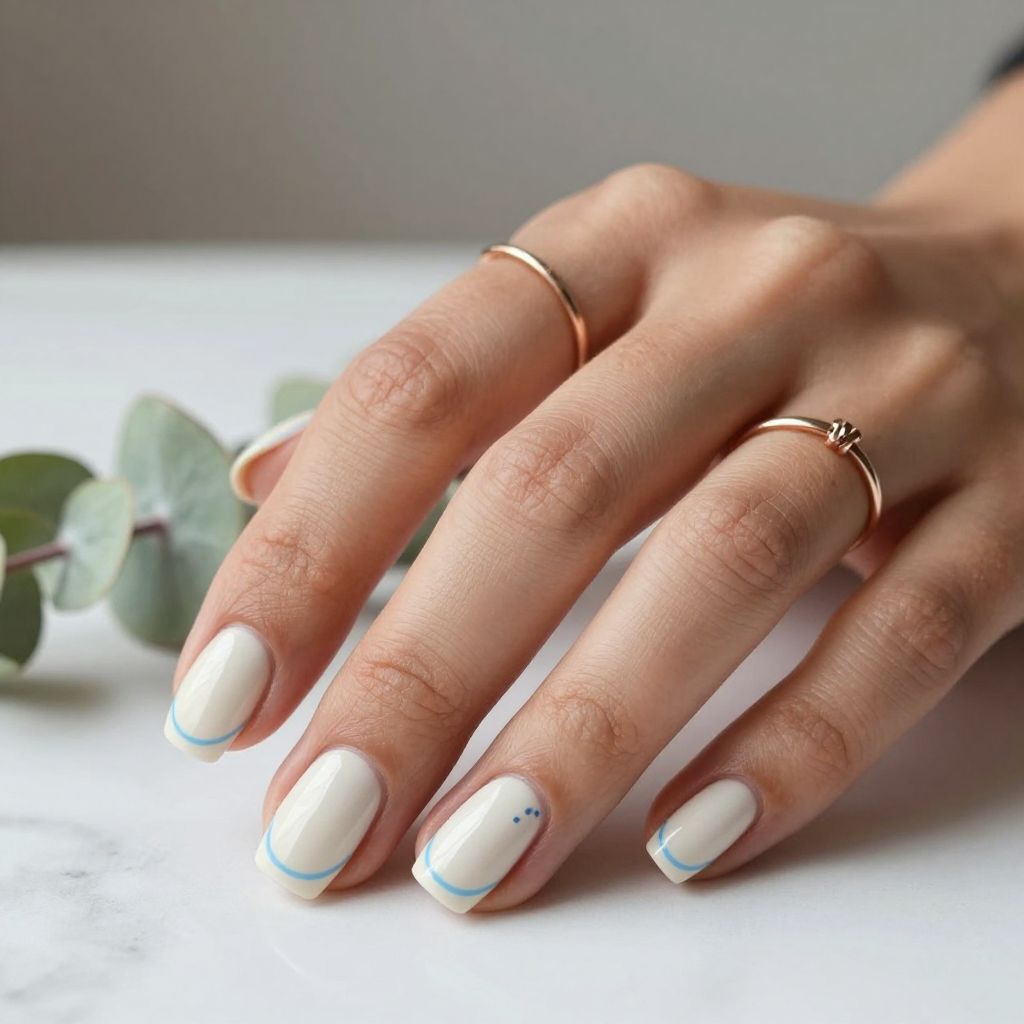 French Tip with Colored Accent Line