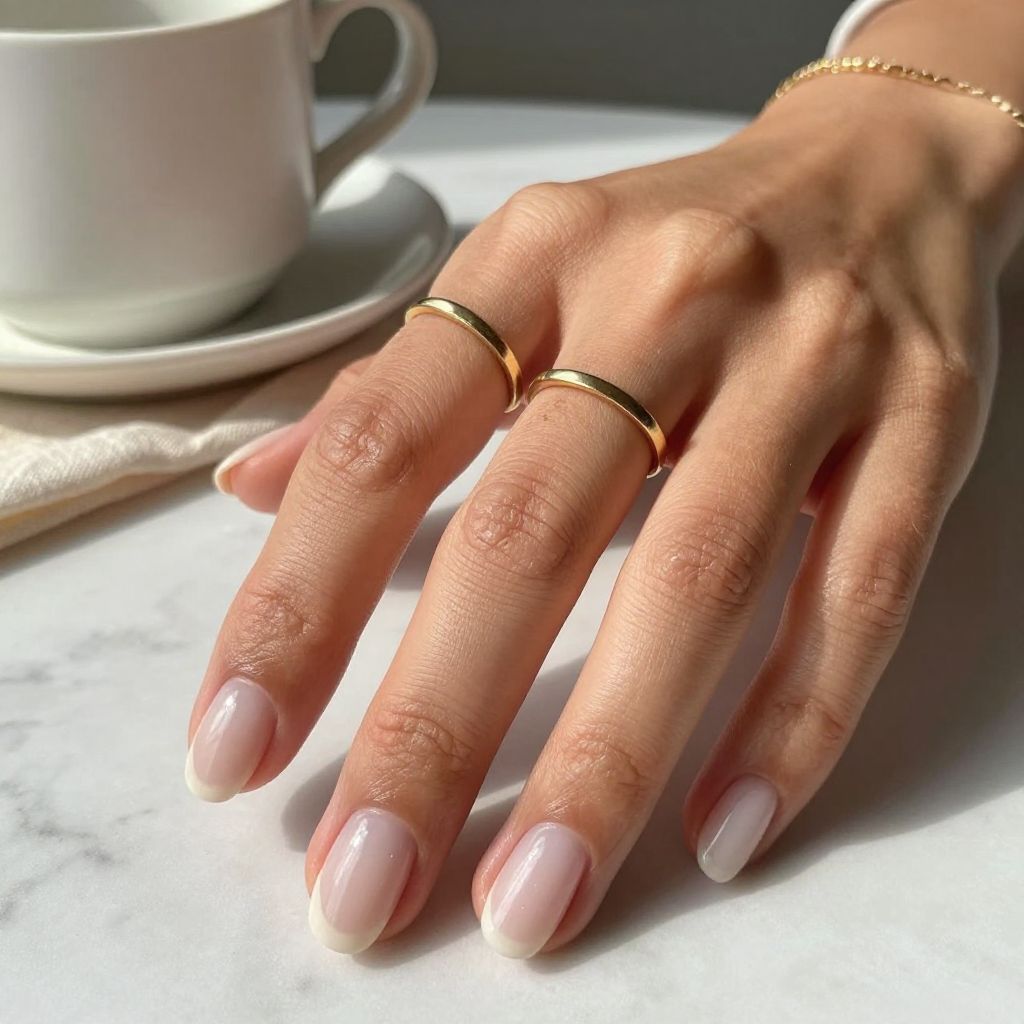 Milky White Glazed Nails