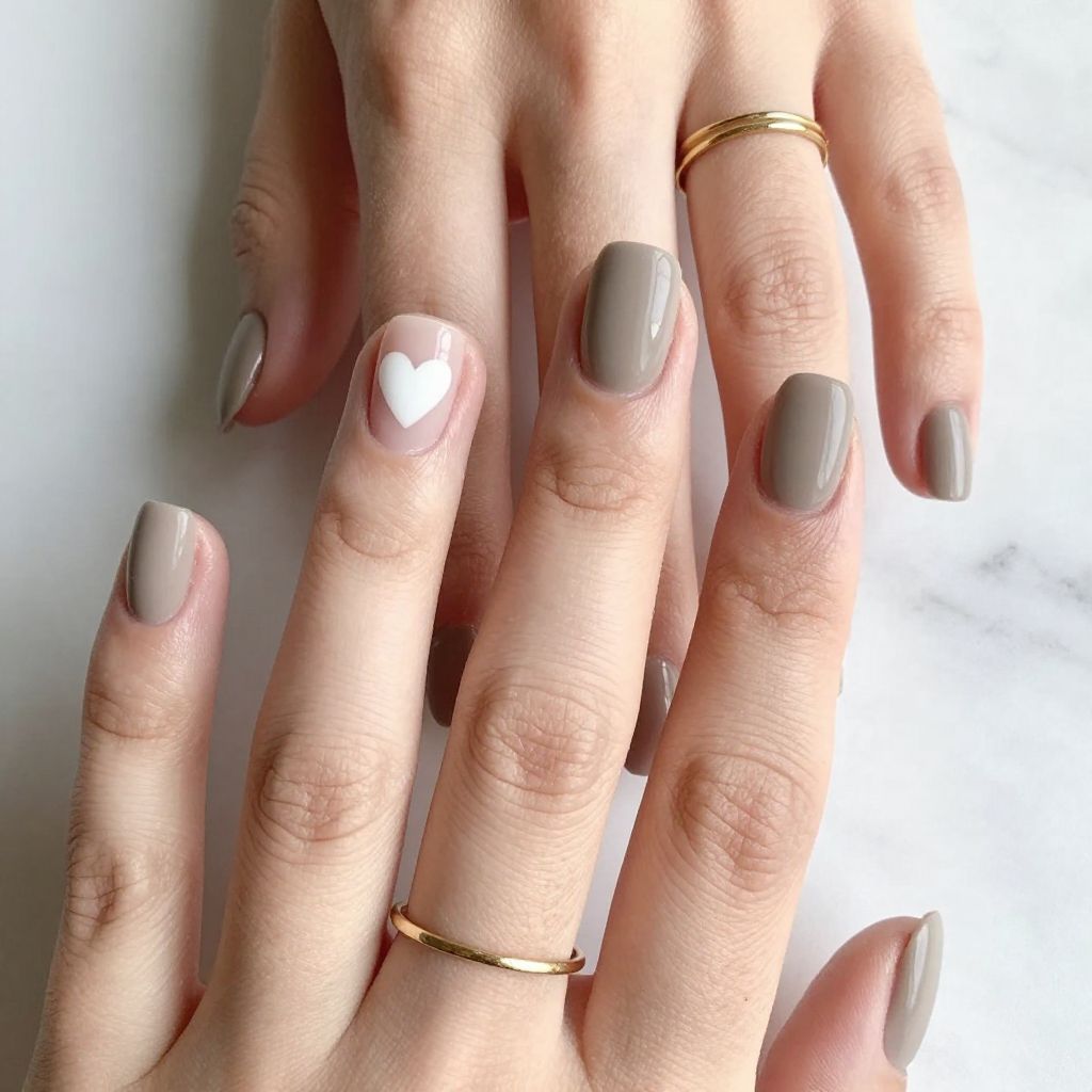 Soft Gray with White Negative Space Heart