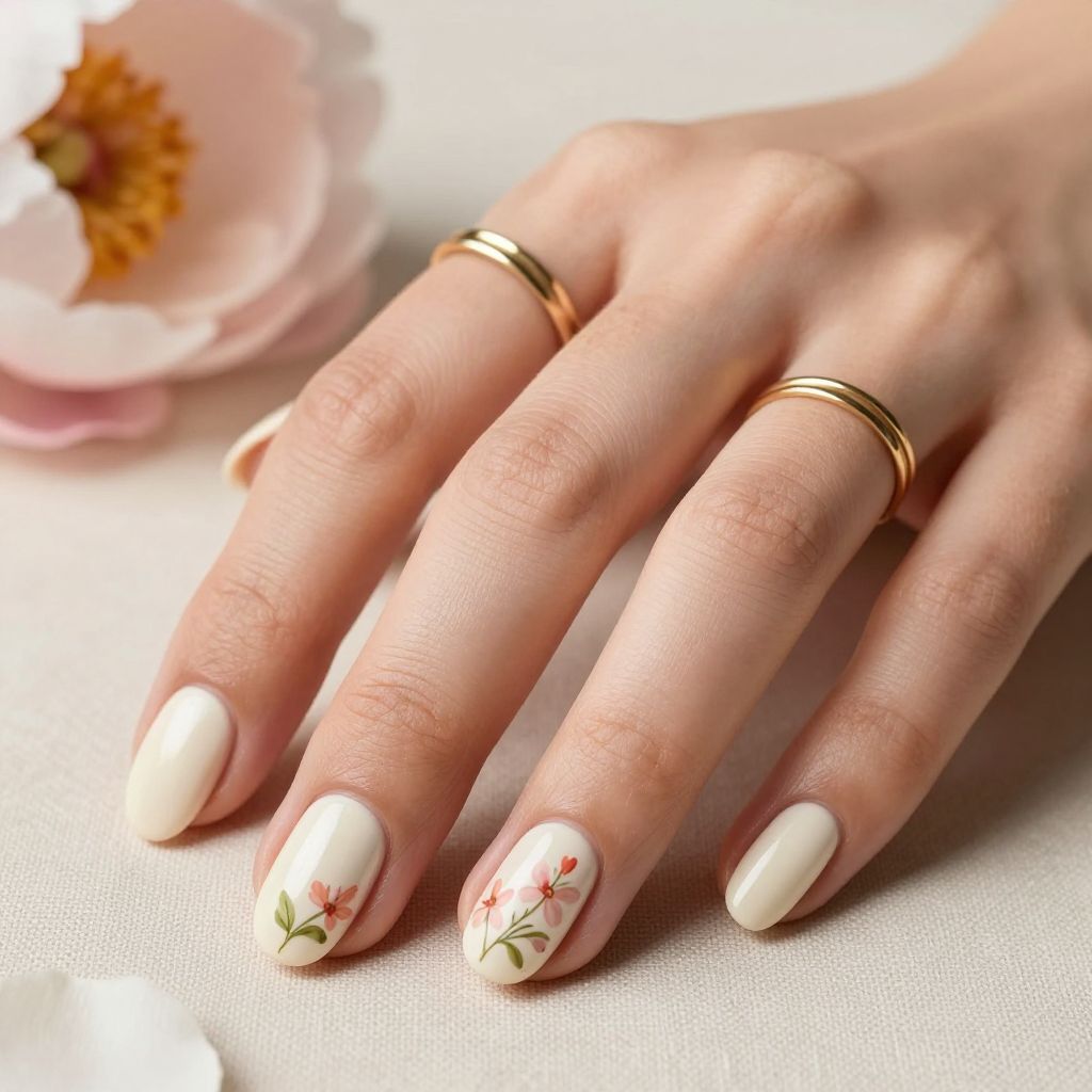 Cream Base with Tiny Floral Accents