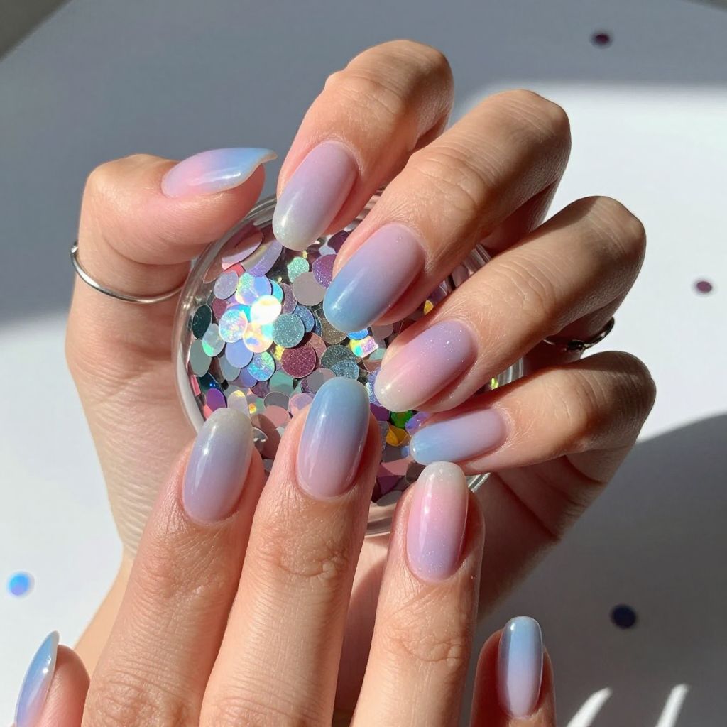 Matte confetti layered birthday nails