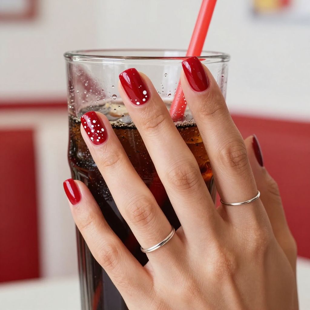 Cherry soda pop birthday nail design