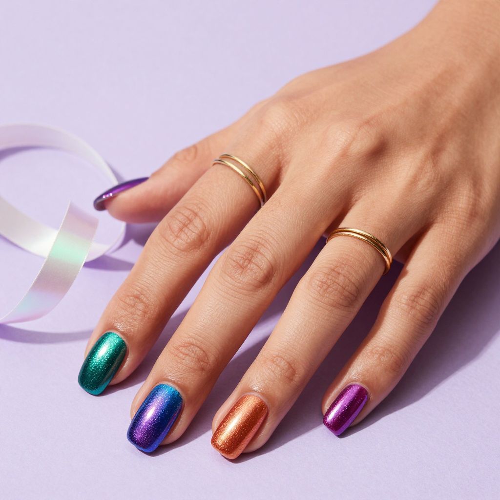 Velvet magnetic skittle birthday nails