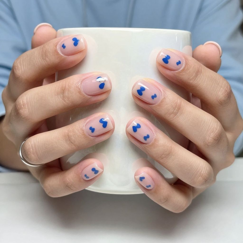 Blue Hearts on Nude Base