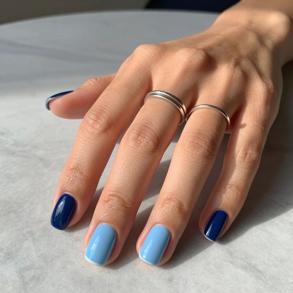 Navy and Baby Blue Color Block