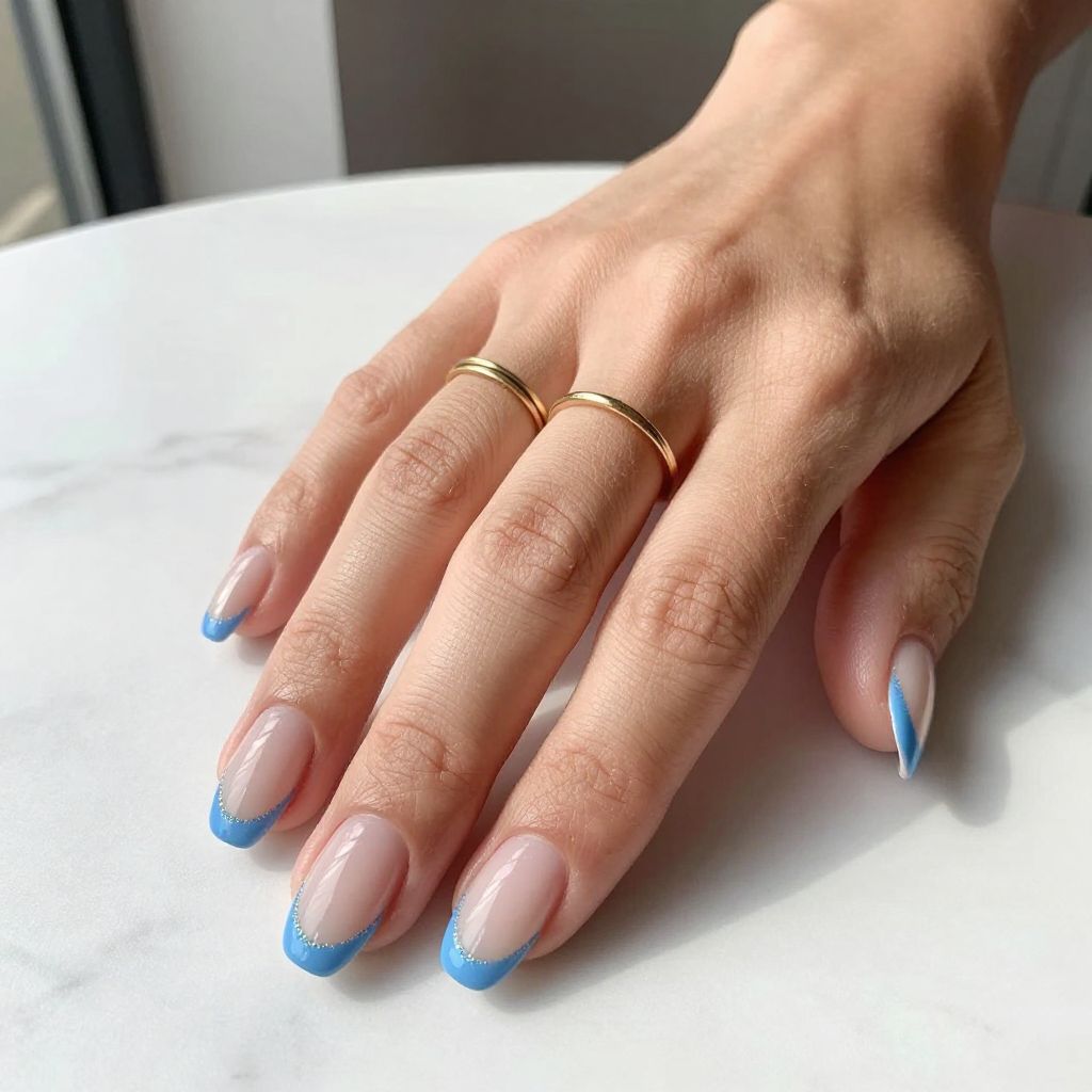 Sky Blue French Tips