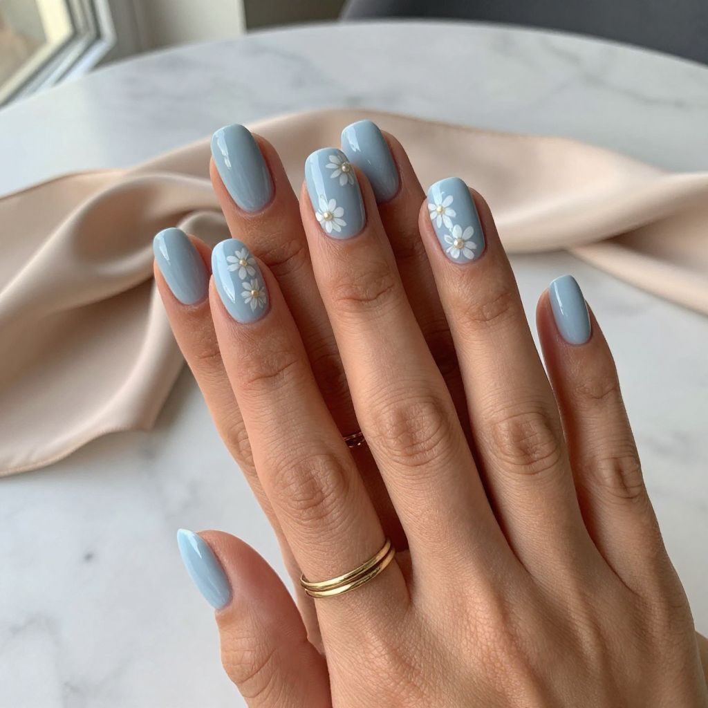 Blue and White Floral Accents