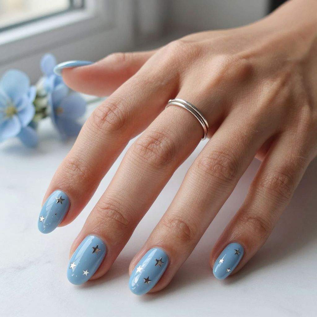 Baby Blue and Silver Stars
