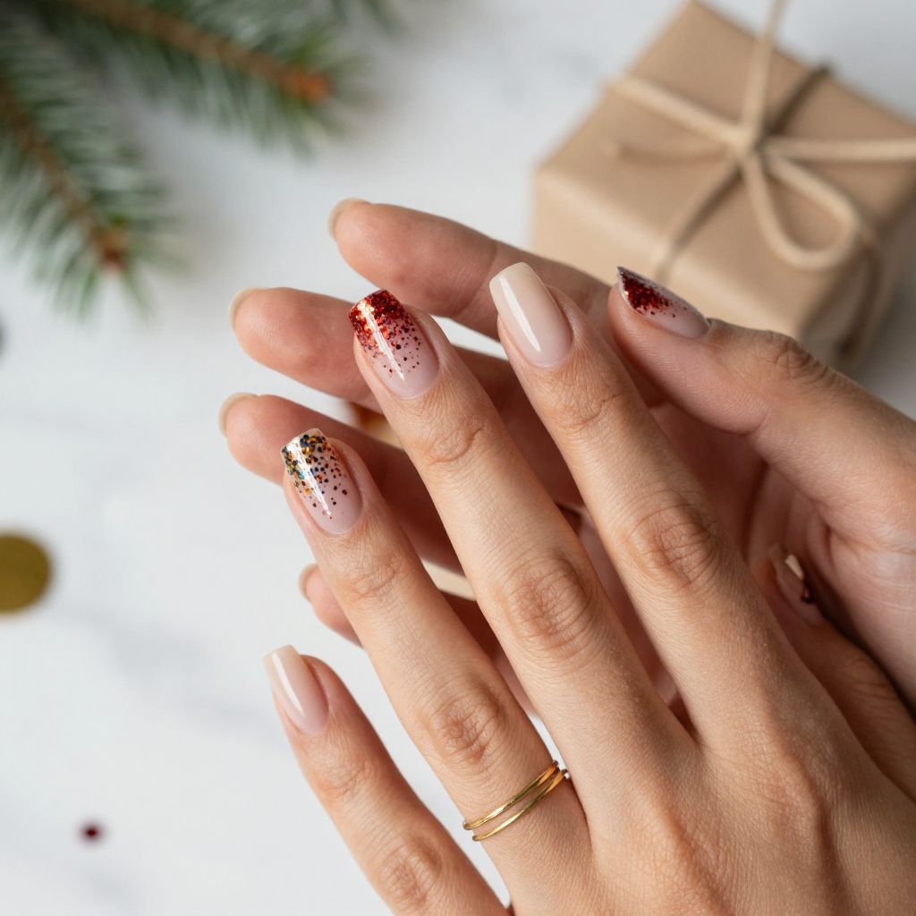 Festive confetti tip Christmas nails