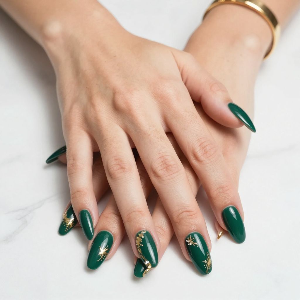 Emerald Green Luxe Coffin Nails