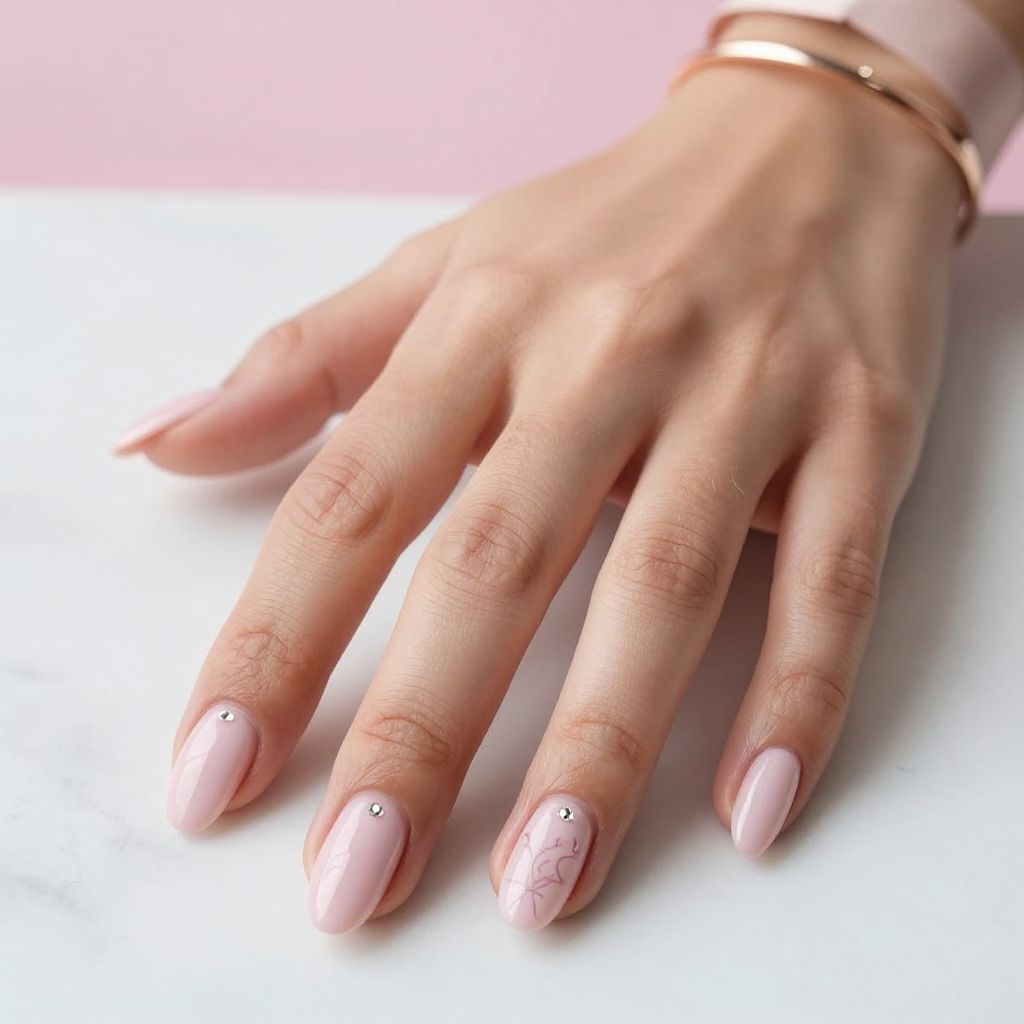 Soft Pink Baby Powder Coffin Nails