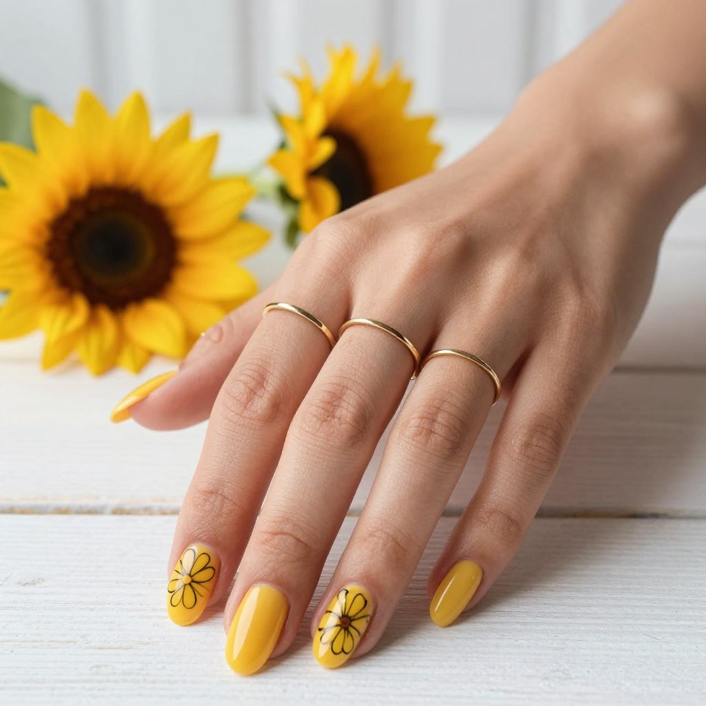 Sunflower Yellow Coffin Nails