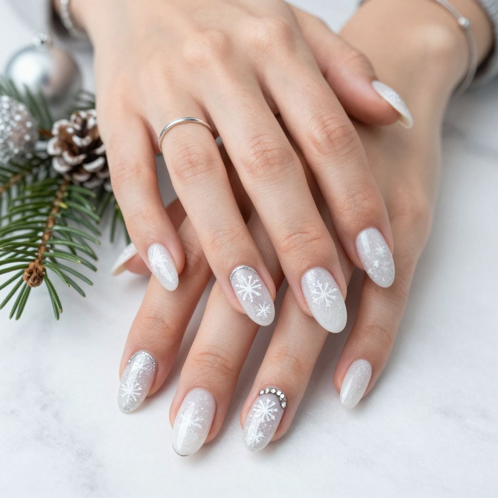 Frosted Snow Coffin Nails